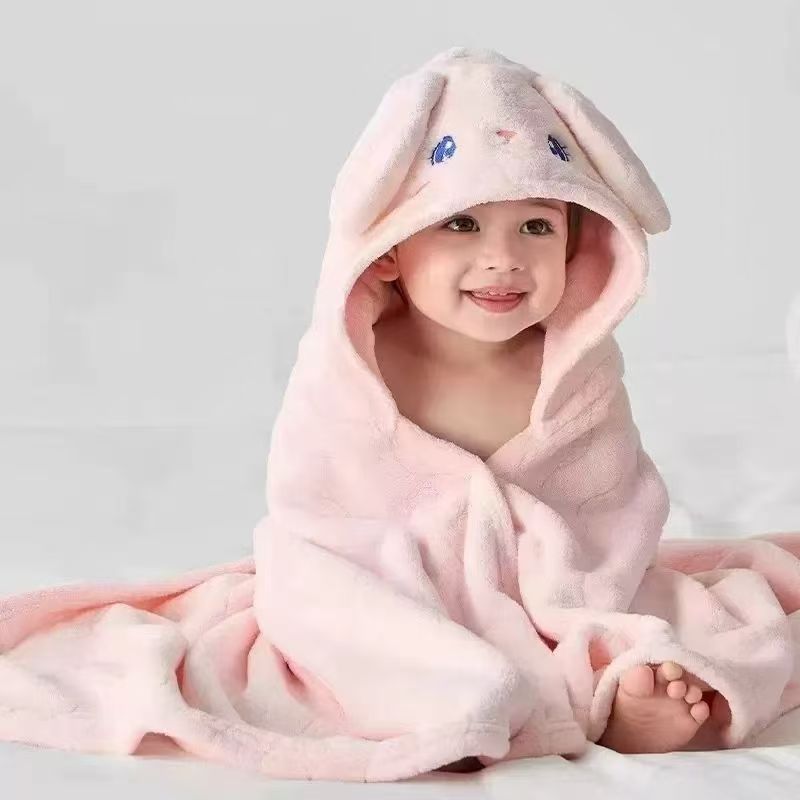 Picture of Cartoon Baby's Cloak Mother and Baby's Bag Coral Fleece Soft Bath Hooded Baby's Hold for Cross-border