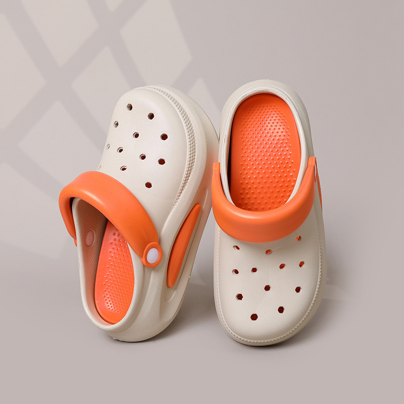 Picture of S052 Contrast Color Height-increasing Hole Shoes for Women Summer Height-increasing Feeling of Stepping on Shoes Can be Wearable for Men's Indoor Eva Anti-skid