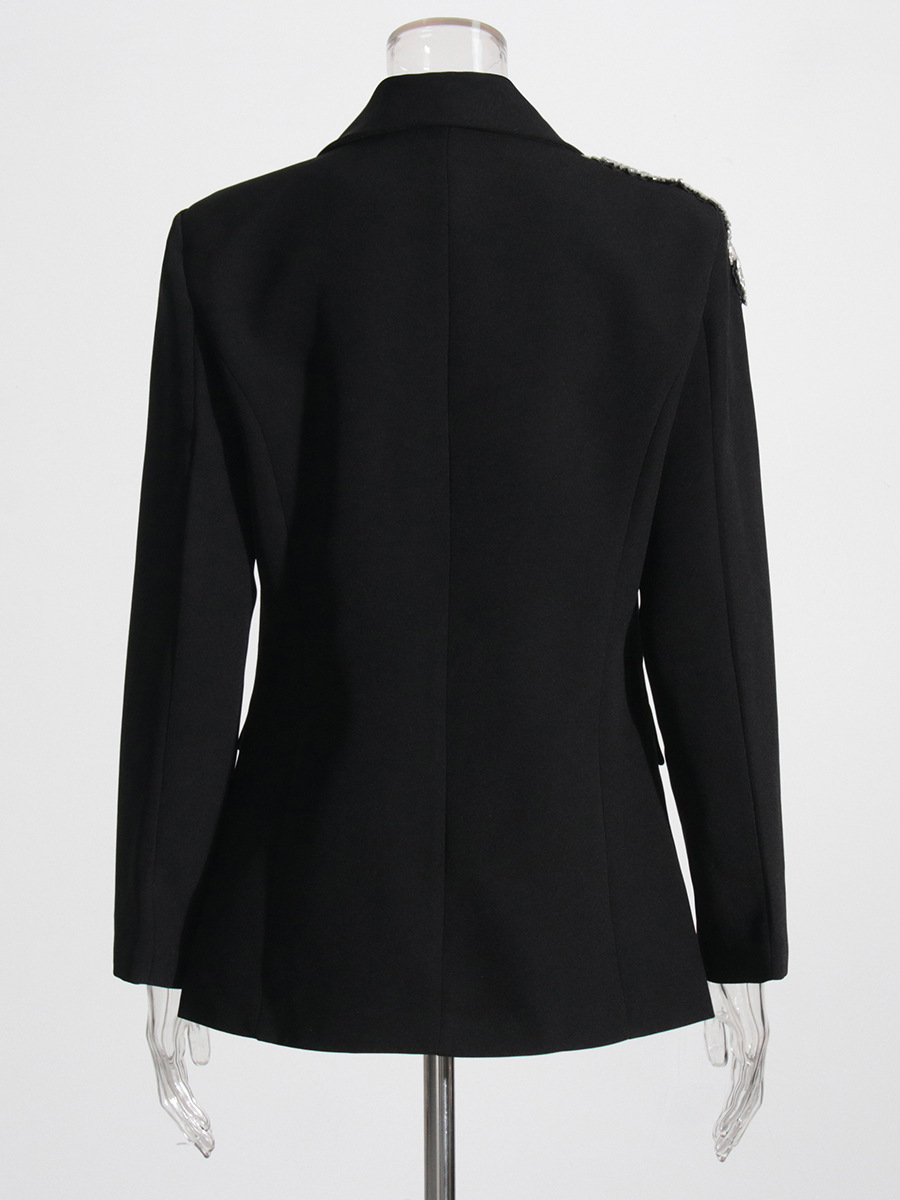 Picture of Designed Pure Color Small Suit 2025 Autum New Fashion Lapel Splicing Heavy Industry Decorative Flap Pocket Pants Splicing Jacket