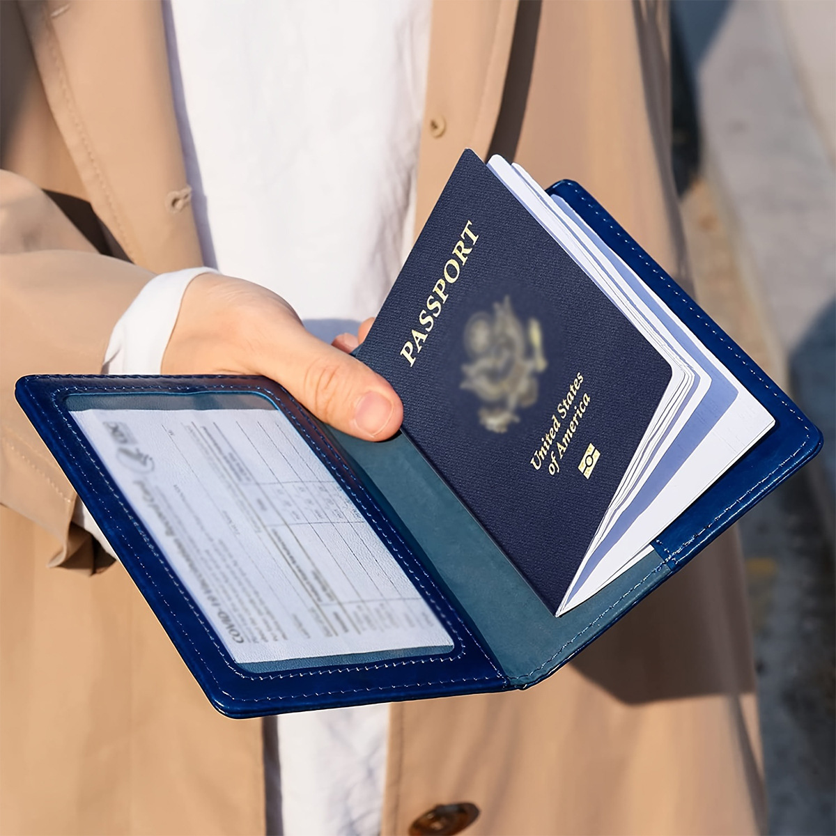 In stockAmerican passport cover multi-functional passport bag passport card cover integrated storage leather case passport