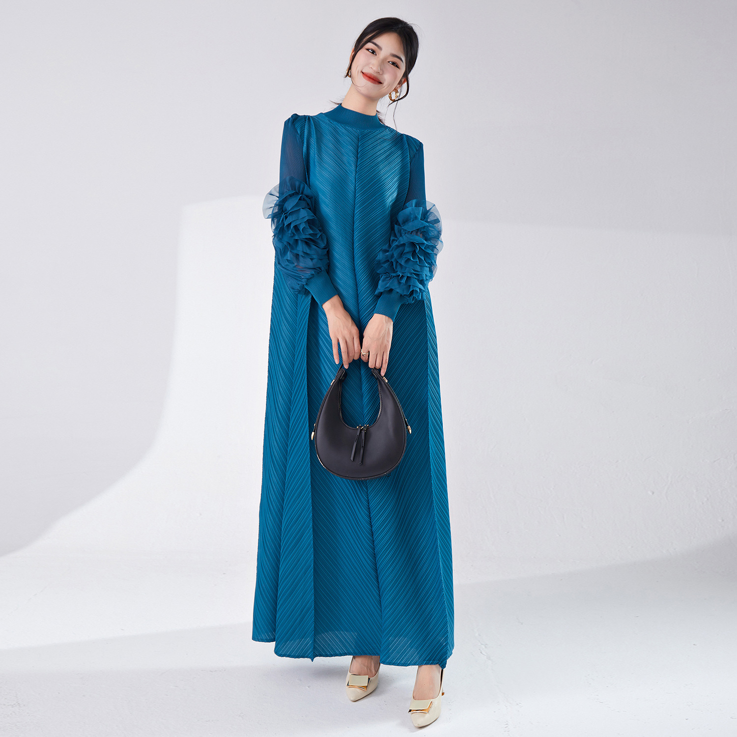 Picture of Cross-Border Aliexpress Popular Miyake Dress Long Skirt Loose Large Size High-End Women's Elegant Dress Skirt