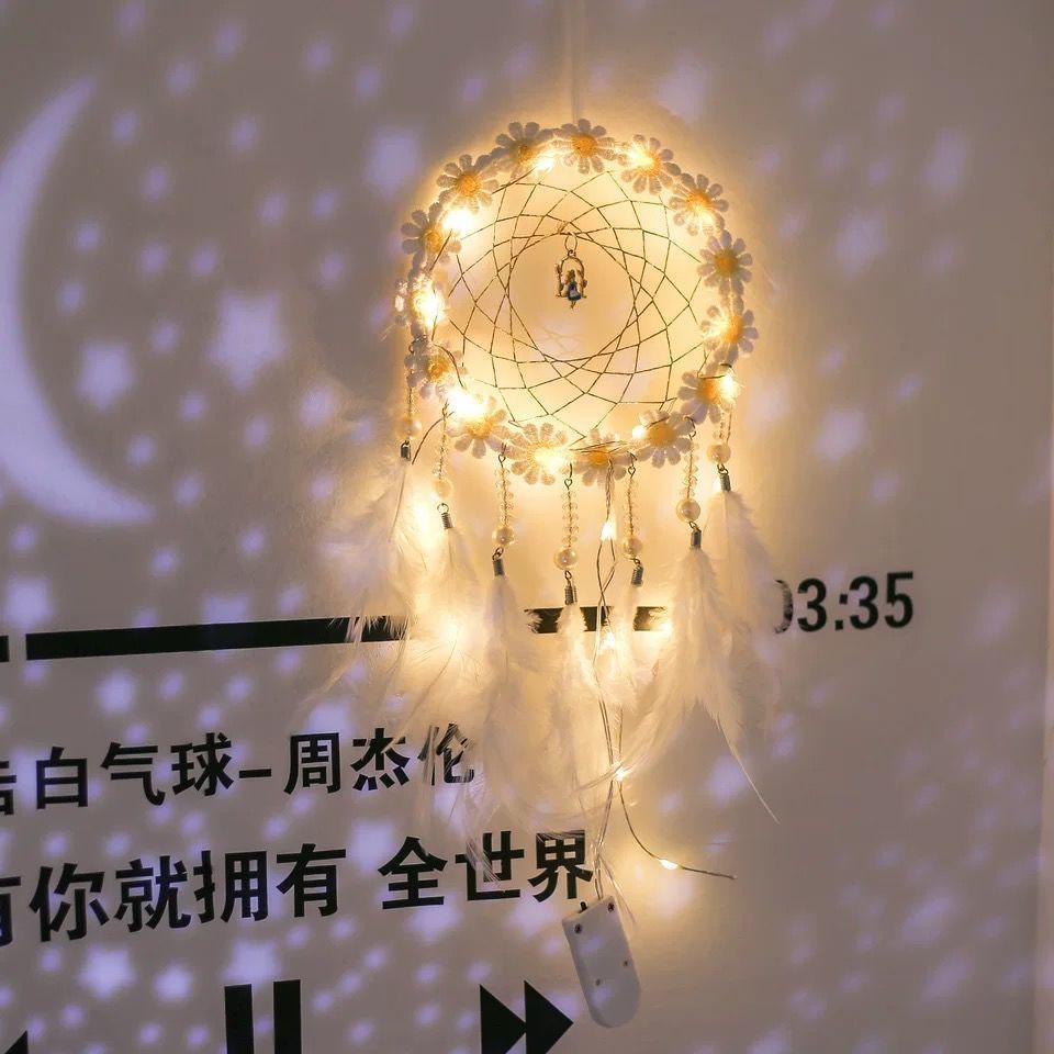 Picture of Girly Heart White Love Dream Catcher Sweet Love Dream Catcher Aerial Pendant Opening Decoration Creative Pendant