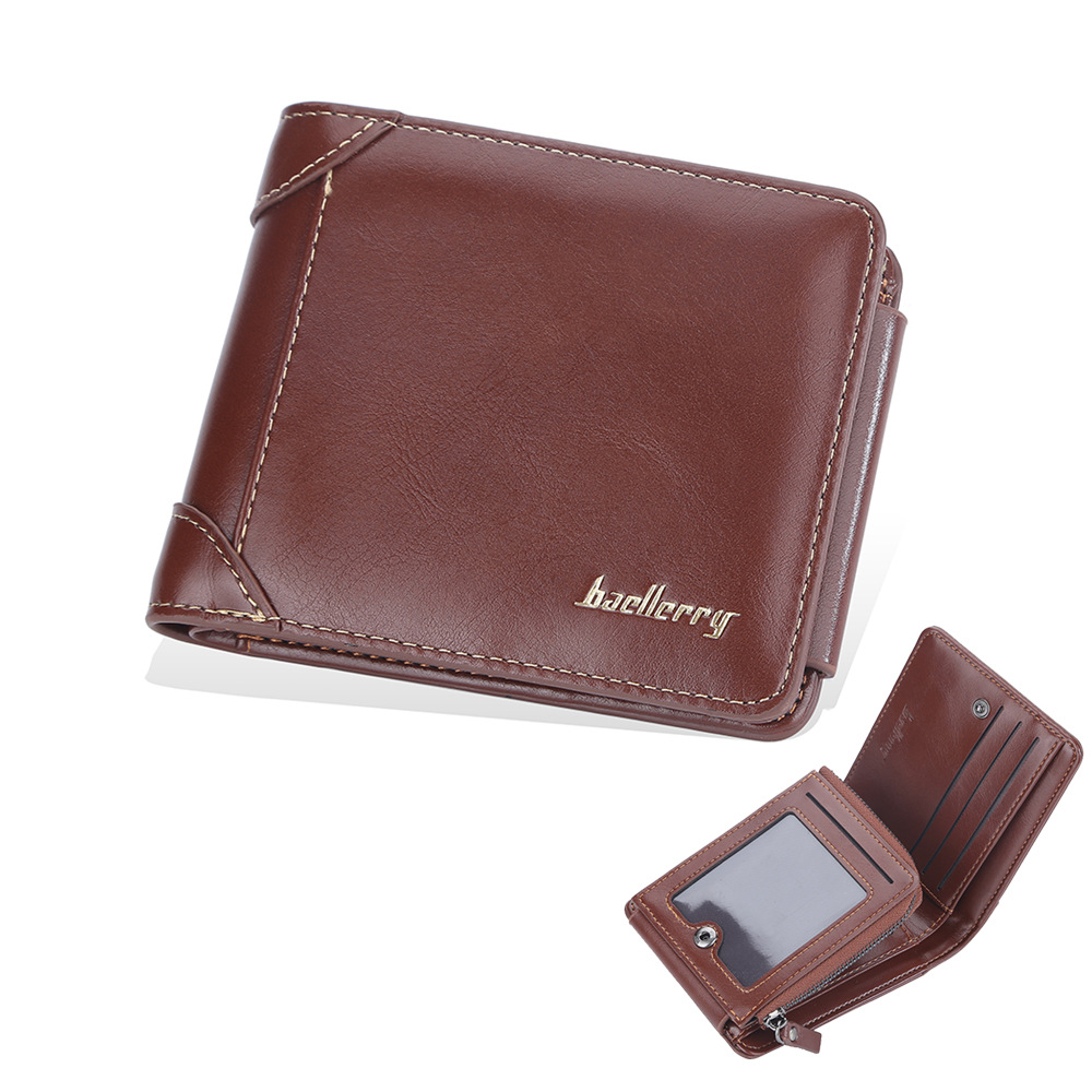Picture of Wallet Men's Short baellerry European and American Multi-Card Three-Fold Zipper Coin Purse Fashionable Thin Card Bag for Men