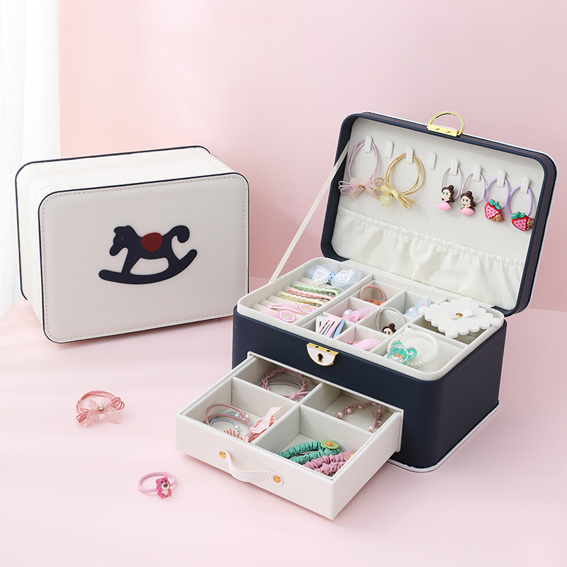 New children's jewelry box large capacity girl princess hand jewelry bracelet hairpin hairpin hair accessories storage box wholesale