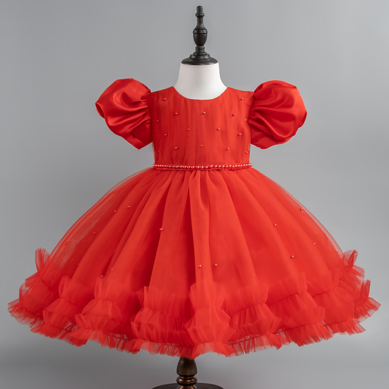 Foreign trade new baby girl one-year-old dress princess dress European and American flower girl birthday wedding puffy gauze dress foreign style