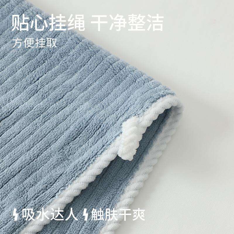 Picture of Sanli Towel Coral Fleece Bath Towel Adult Bath Towel Thickened Striped Bath Towel Wrap Bath Towel Couples Wearing Bath Towel