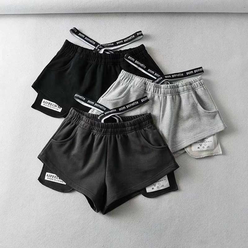 Cross-border European and American-style High-waist Shorts Women's Summer Spice Girl's Tight Waist Labeling Tight Waist Loose Wide-leg Casual Hot Pants Trendy