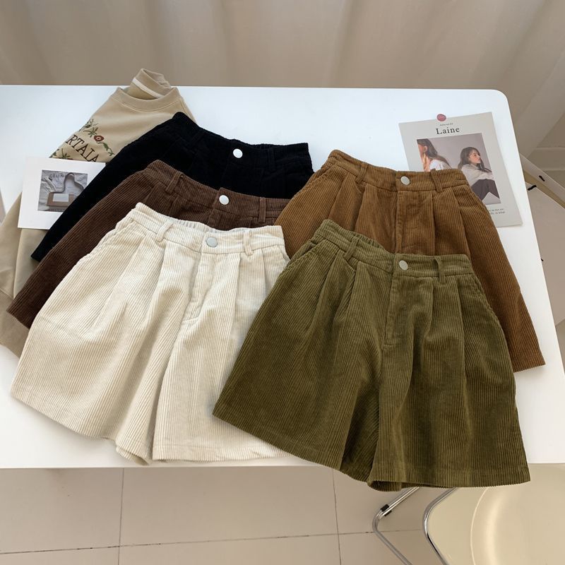 Women's autumn and winter slimming wide-leg pants plus size high waist casual black boots corduroy fat mm2220 shorts