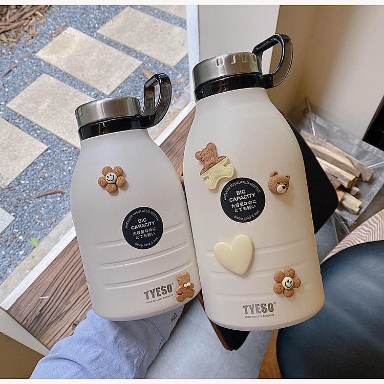 Large Capacity Portable 304 Stainless Steel Thermos Cup Boys' Outdoor Travel Portable Car Girls' Fitness Straw Cup