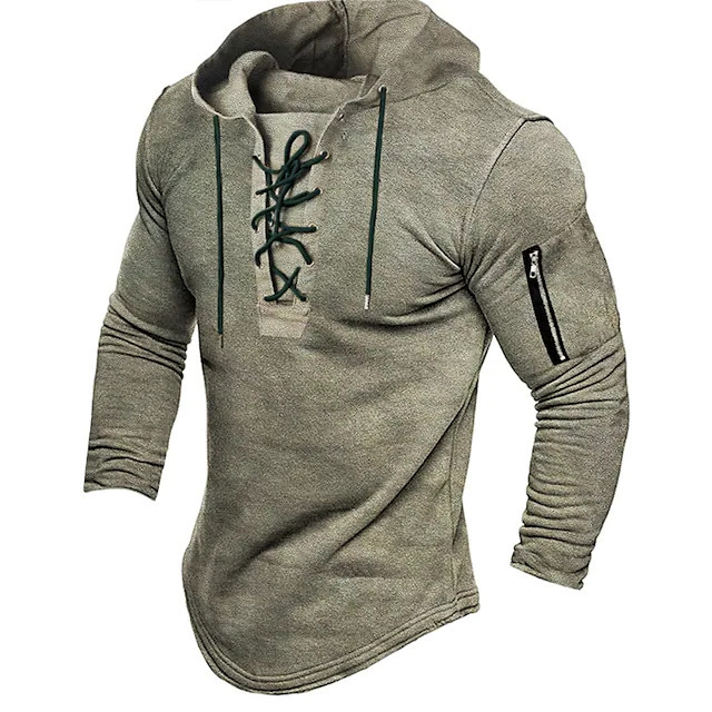 Foreign Trade Men's Pullover Hooded Sweatshirt Pure Color Lace-Up Sports Casual Spring and Autum Clothing Clothing Hooded Dl24