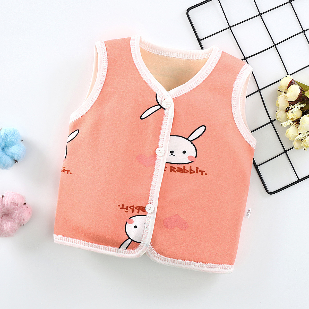 Picture of Spring New Children's Velvet Vest Baby Thickened Vest Cardigan Warm Waistcoat Baby Bottoming Top