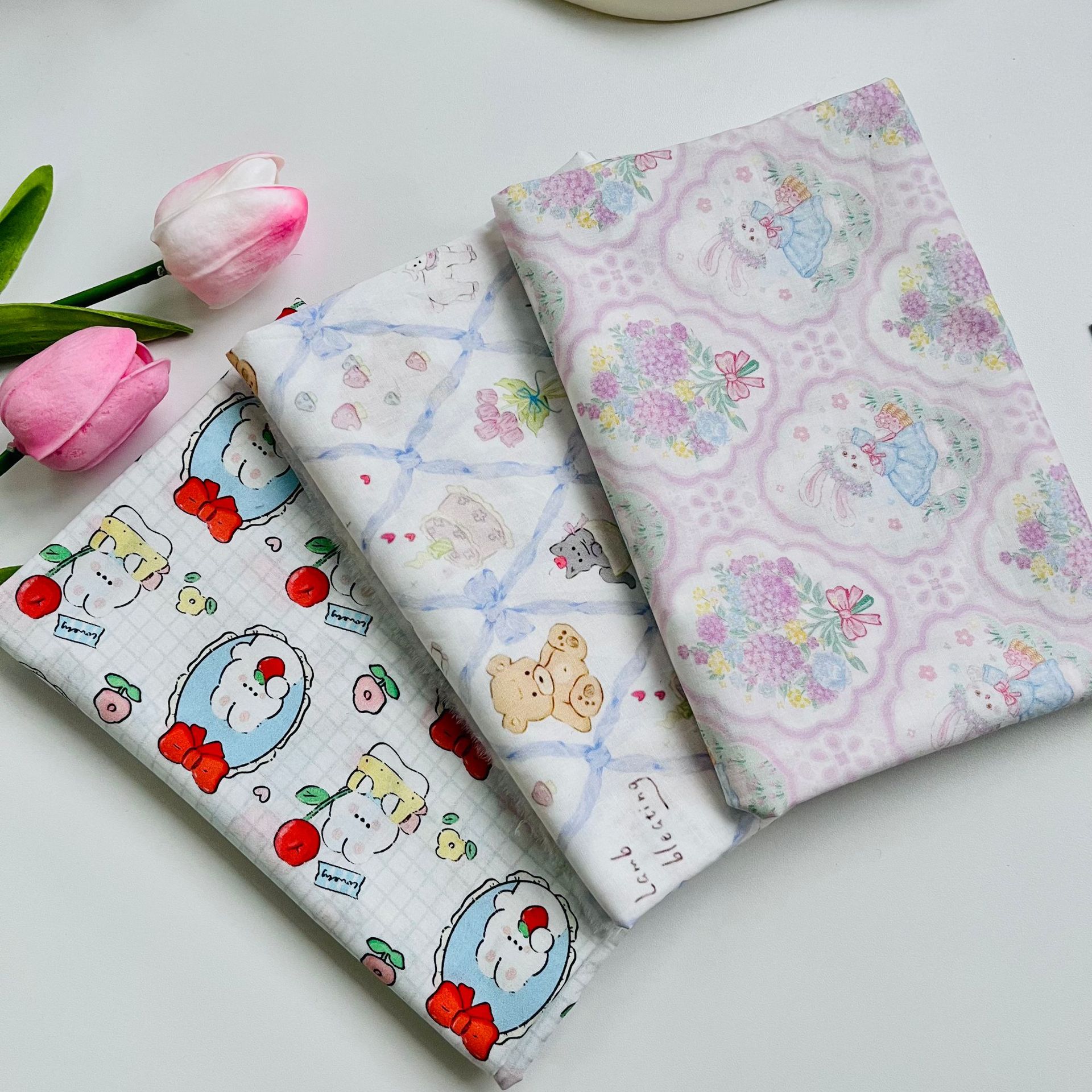 Picture of Cotton 60-Count Digital Printed Fabric, Cute Cartoon Pattern, Bags, Home Clothes, Dress and Shirt Fabrics