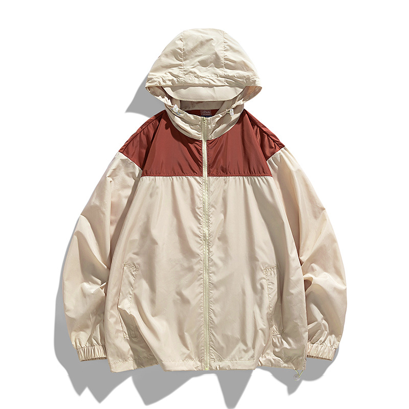 Trendy Brand Couple's Sun Protection Clothing Lightweight Breathable UV Protection Skin Clothing Stitching Sun Protection Shirt Outdoor Hooded Coat Trendy