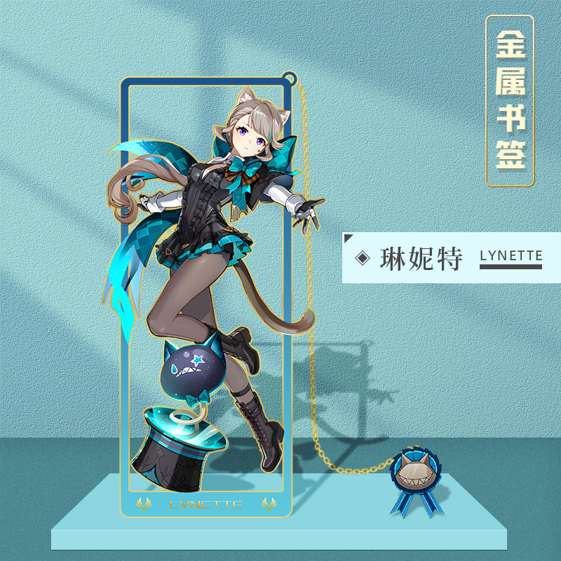 Picture of Peripheral hollow metal bookmark nasida Wendi walnut Zhongli Shenhe cartoon character bookmark stationery