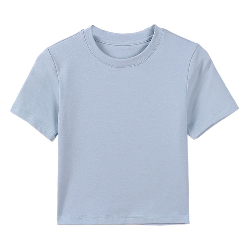 Short-Sleeved T-Shirt Women's Short 2025 New Summer Versatile Slim High-Waist Navel-Baring Fashion Pure Color T-Shirt Top