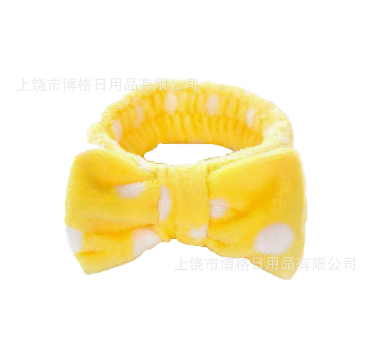 Picture of Korean Style Cute Dot Striped Headband Bow Hair Band Plush Hair Accessories Face Wash Hair Band Makeup Mask