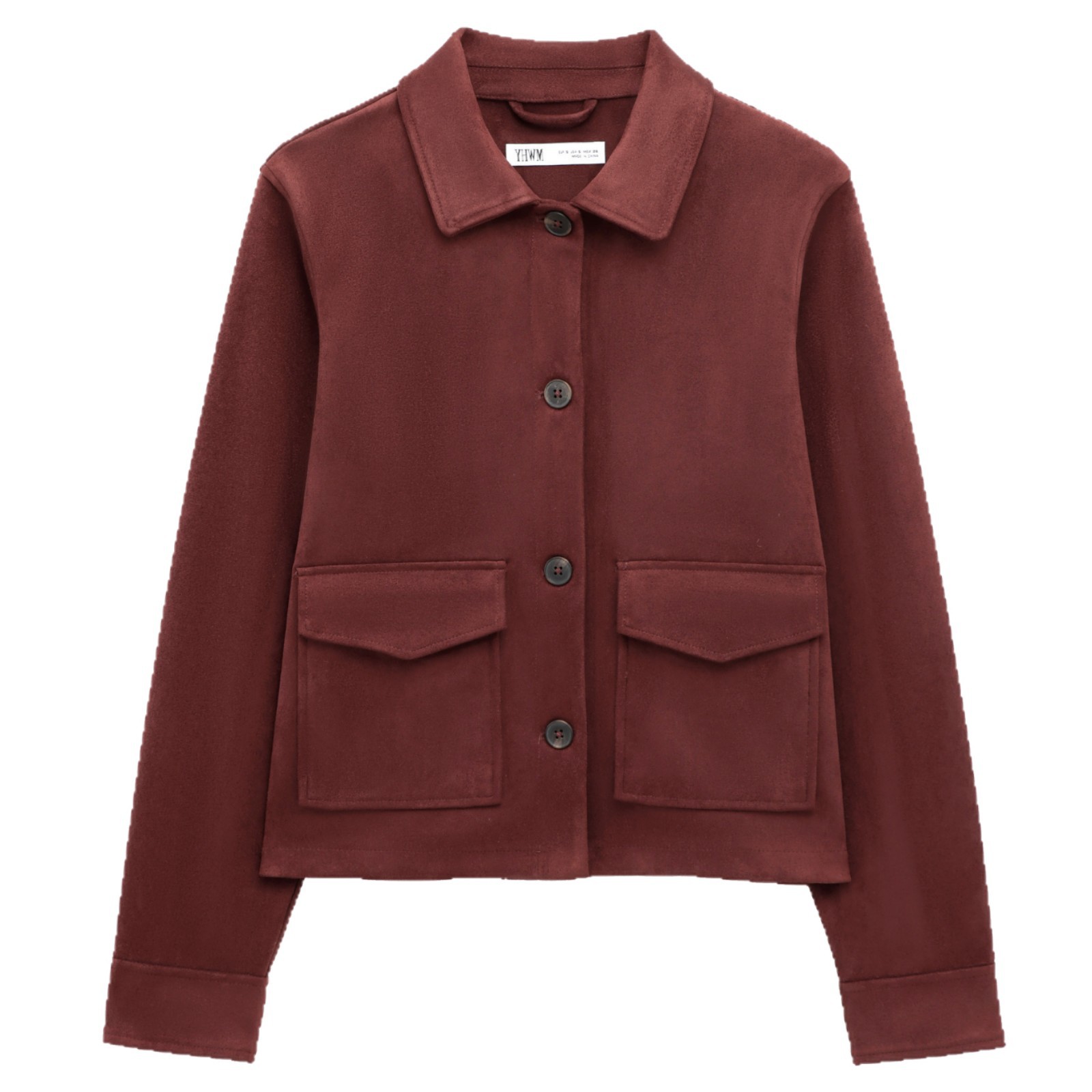 Picture of Simple Retro Suede Jacket Simple Retro Double Flap Pocket Pants Suede Jacket Women's Long Sleeve Single Breasted