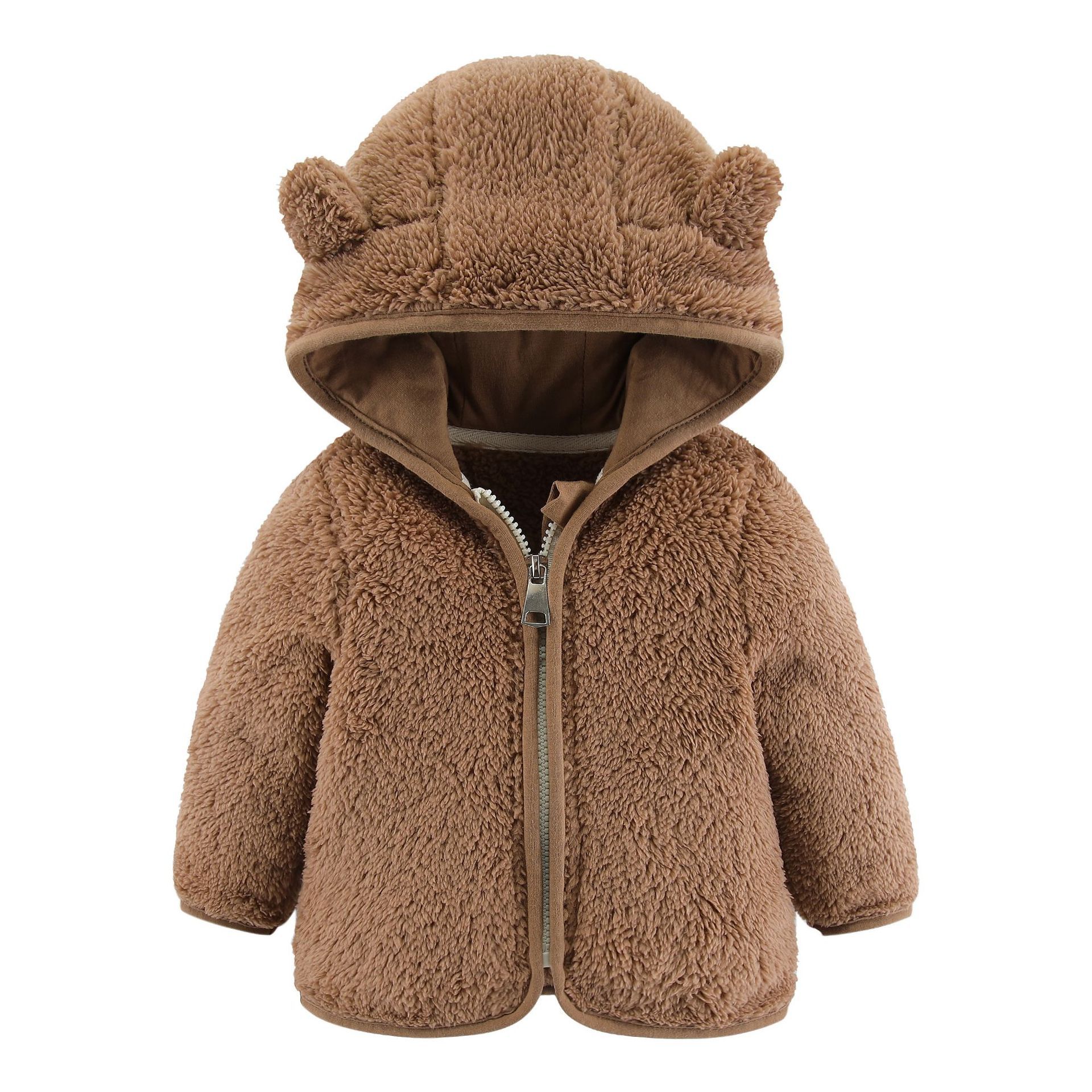 Picture of Children's European and American Spring and Autumn Long Sleeve Plush Top Zipper Warm Hooded Coat for Boys and Girls