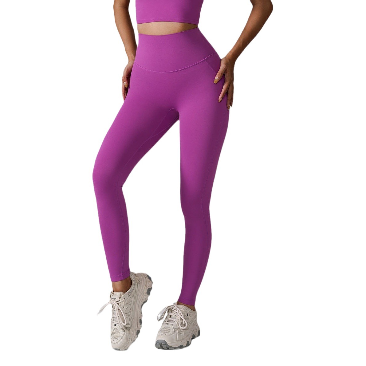 Cross-Border New Yoga Cropped Pants, Seamless Nude High-Waisted Peach Pants, Zero-Sense One-Piece Sports Yoga Pants
