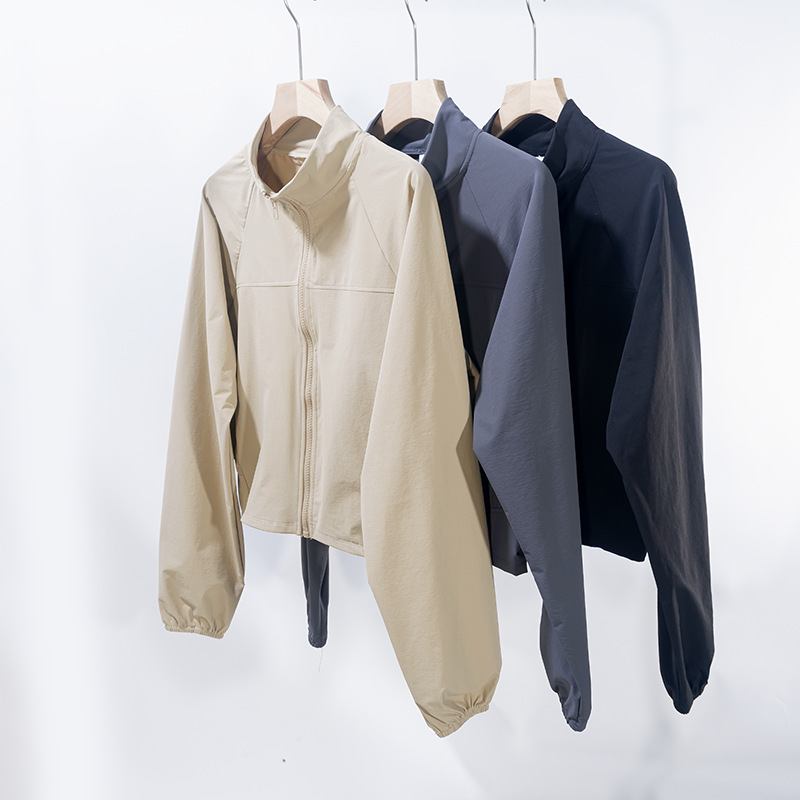 Autumn New Quick-Dry Stand Collar Yoga Jacket for Women, Thin Windproof Outdoor Running Fitness Long-Sleeve Sports Jacket