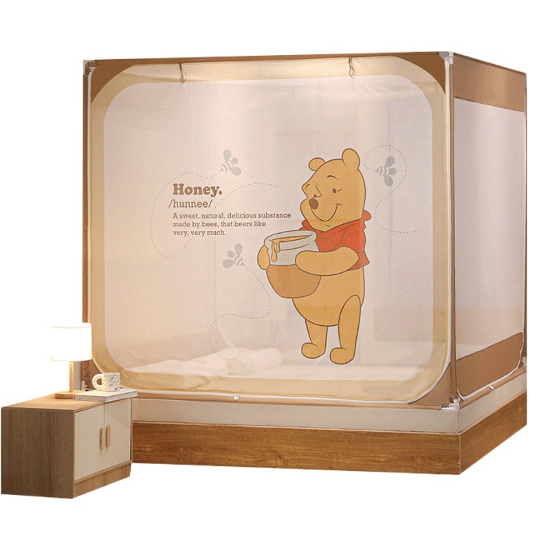 Class A Maternal and Infant Grade Drop-resistant Baby Mosquito Net Cartoon Digital Printing Sitting-type Three-door Dust-proof Top Summer Anti-mosquito