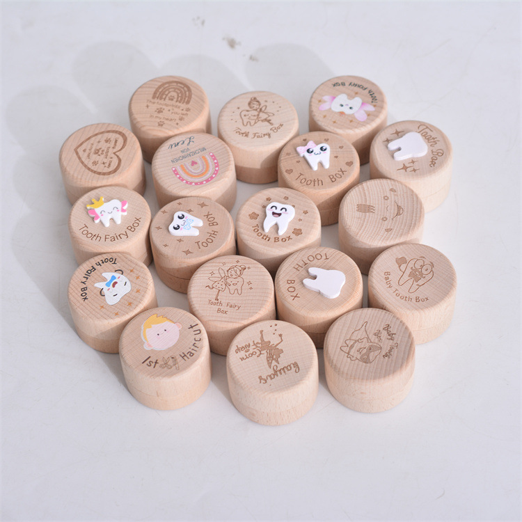 Spot Cross-Border Tooth Box Tooth Storage House Umbilical Cord Fetal Hair Memorial Collection Box Wooden Children's Deciduous Tooth Box