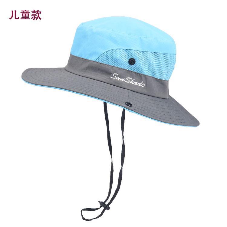Picture of Cross-Border Summer Women's Outdoor Sun Hat Ponytail Hole Fisherman Hat Sun Protection Sun Hat Breathable Mountaineering Hat Parent-Child Style