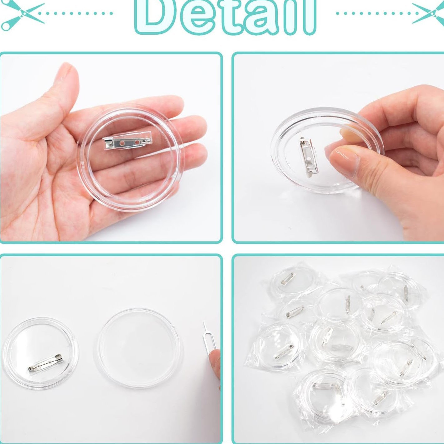 Picture of Round acrylic transparent badge DIY transparent photo frame badge plastic button badge does not contain picture paper