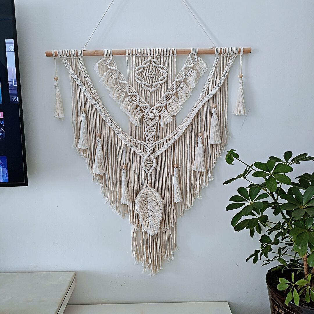 Picture of Ins Woven Large Tapestry TV Bedside Sofa Background Decoration Handmade Hallway Covering Wall Decoration Wall Hanging