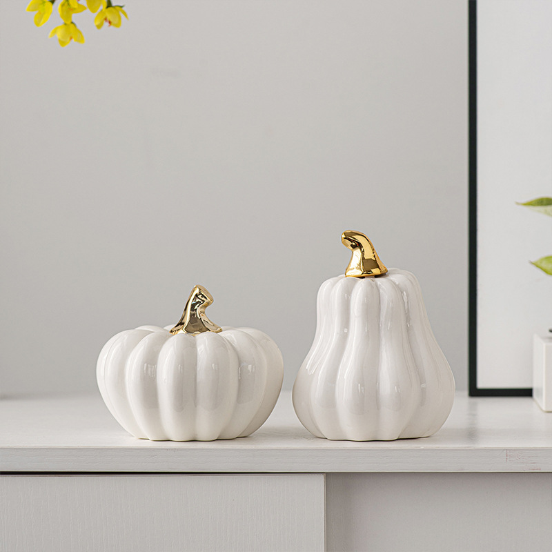 Picture of Nordic creative white ceramic pumpkin decoration desktop decoration home decoration Halloween gift