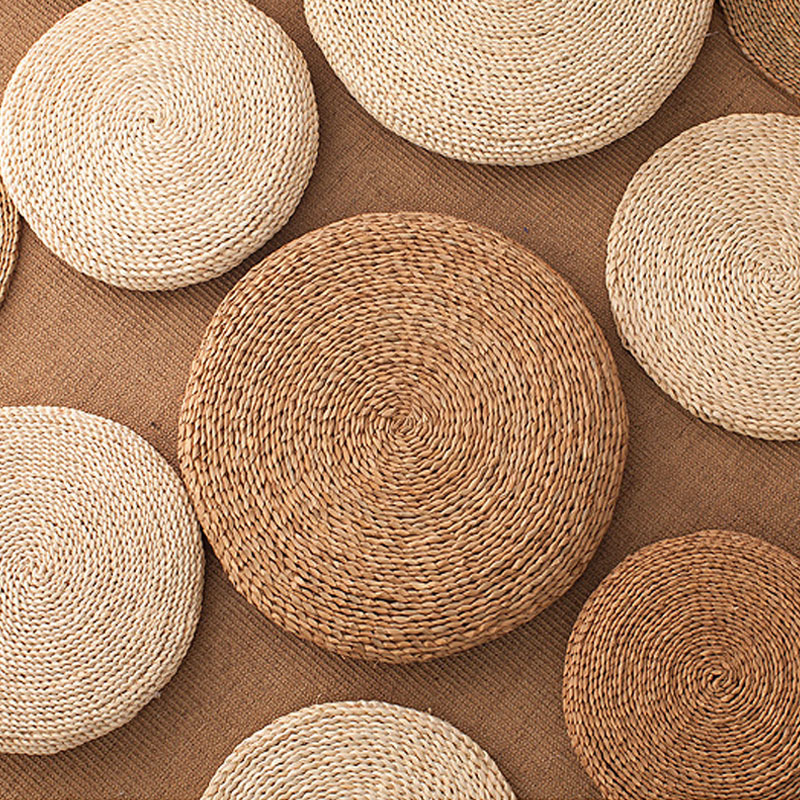 Futon Cushion Chinese Style Floor Mat Round Straw Mat Commercial Outdoor Mat for Meditation Indoor Meditation Kneeling and Sitting Cushion