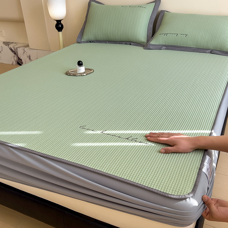Picture of Category a Maternal and Infant Grade Waffle Ice Bean Mat Three-Piece Set Classy Ice Silk Mat Fitted Sheet Summer Air-Conditioned Soft Mat