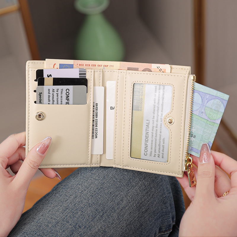 2024 New High Sense Women's Short Wallet Crocodile Pattern Two-fold Zipper Coin Purse Fashionable Thin Card Bag