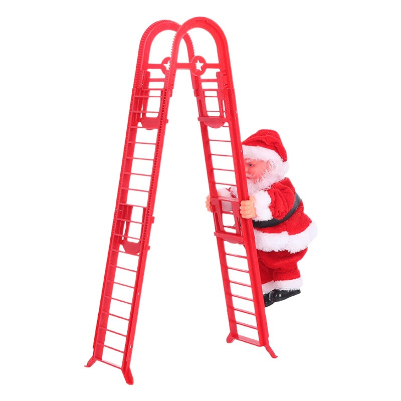 Red Ladder Climbing Rope Electric Music Santa Claus Climbing Ladder Christmas Gift Christmas Decoration Doll Ornaments
