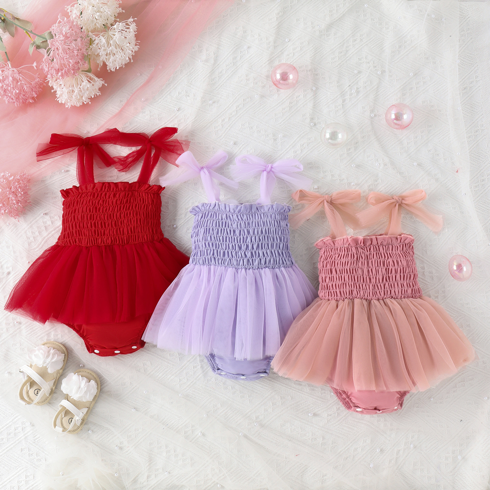 Multi-color lace-up mesh skirt romper