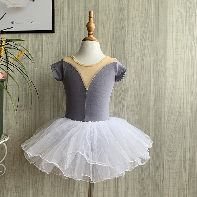 Picture of Children's Dance Training Clothing Mesh One-piece Open Crotch Hidden Button Summer Short-sleeved Clothing Chinese Folk Dance Test Grade Female