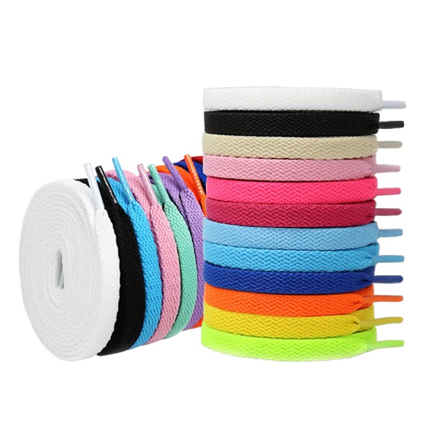 Factory wholesale mesh shoelace polyester bullet flat 0.8cm casual canvas sneaker shoelace rope a pair