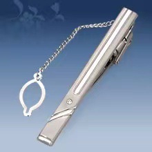 Picture of Metal tie clip men's suit chain 140 simple flower type business atmosphere with drill tie clip