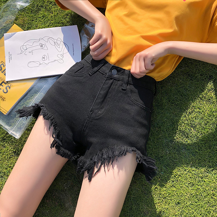 High Waist Shorts Jeans Women's Summer New Korean Style Student Casual Straight Wide Leg Thin Hot Pants for Girls