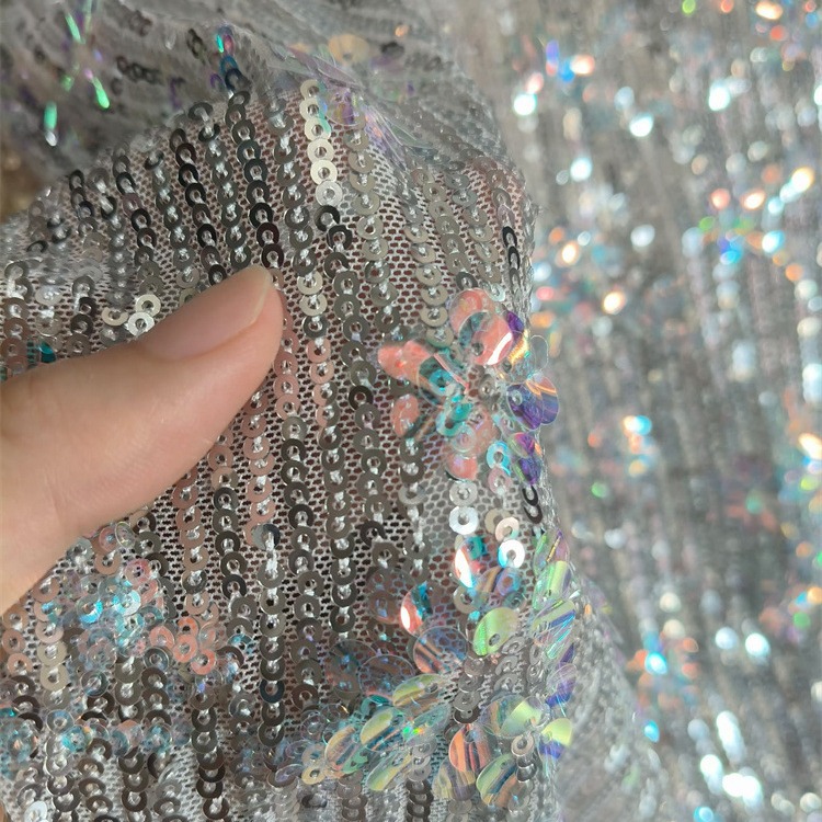 Laser silver Encryption Bundle Sequin Pleated Texture Magic Color Wedding Dress Fashion Fashion Designer Fabric
