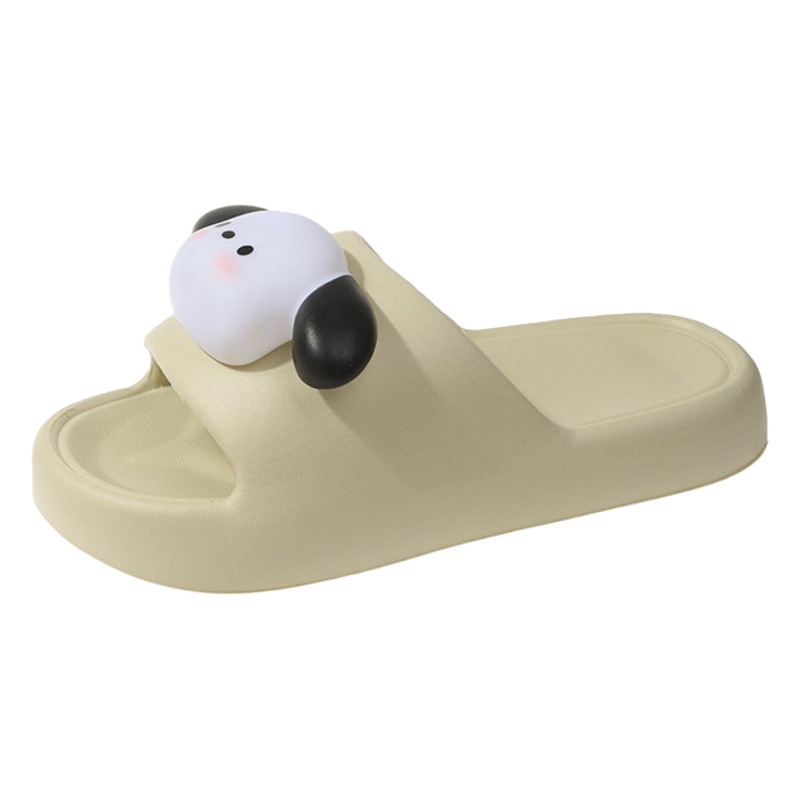 ins Household Slippers Non-Slip Thick Bottom Dung Feeling Cute Three-Dimensional Parchal Dog Head Sandals for Women Summer Fashion Outer Slippers