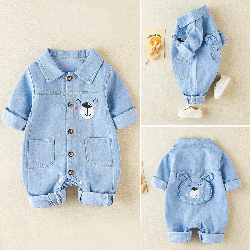 Picture of New Starting Point Clothing, Baby Spring Clothing, Newborn Clothes, Spring & Fall Denim Outing Jumpsuits, Male Baby Full Moon Crawling Clothes