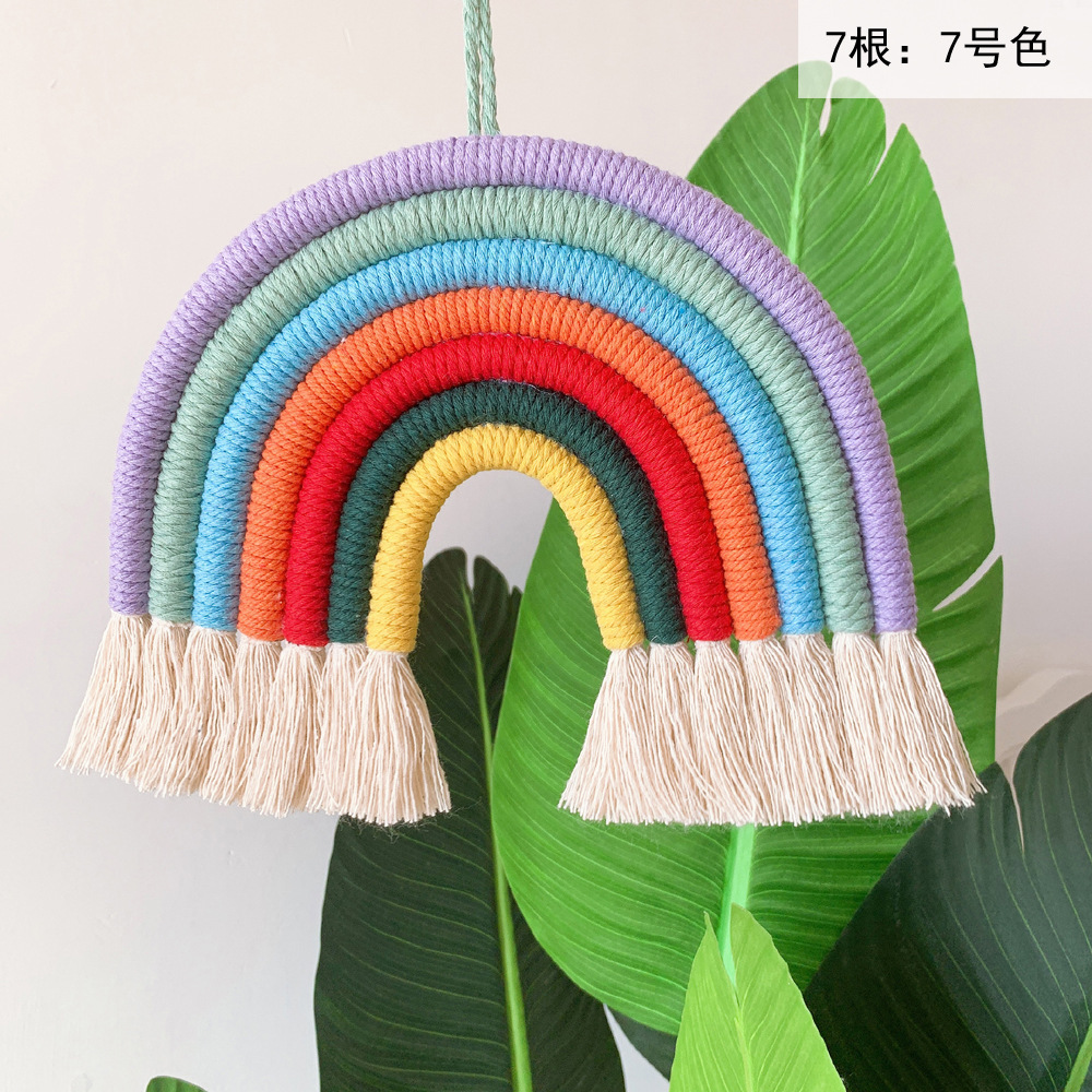 Picture of Rainbow Decoration Ins Unicorn Pendant Home Kidsren's Room Decoration Pendant Hand-Woven Rainbow Pendant Wall Decoration