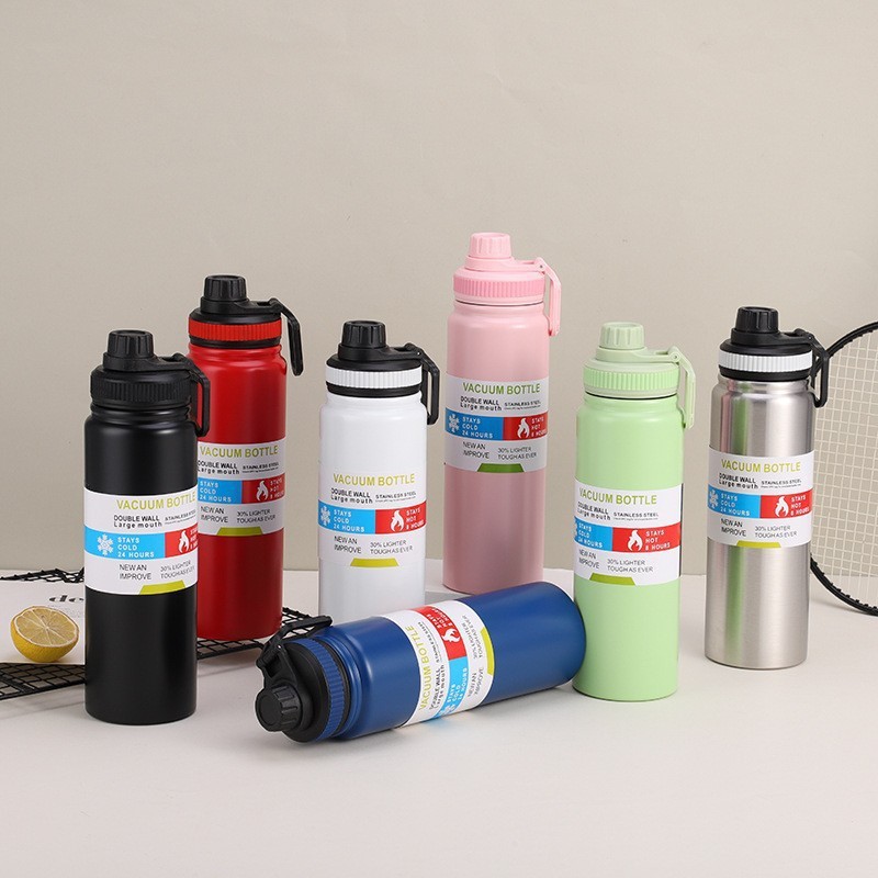 New thermos cup 304 stainless steel double-layer cup portable travel space pot large capacity outdoor sports water bottle