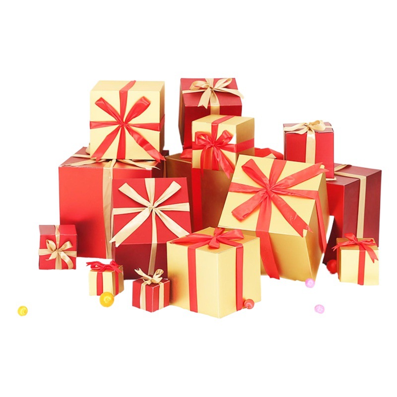 Christmas Gift Box Decorations Gift Empty Box Arrangement Store Celebration Event Meichen Ornaments Window Small Gift Box Stack Head