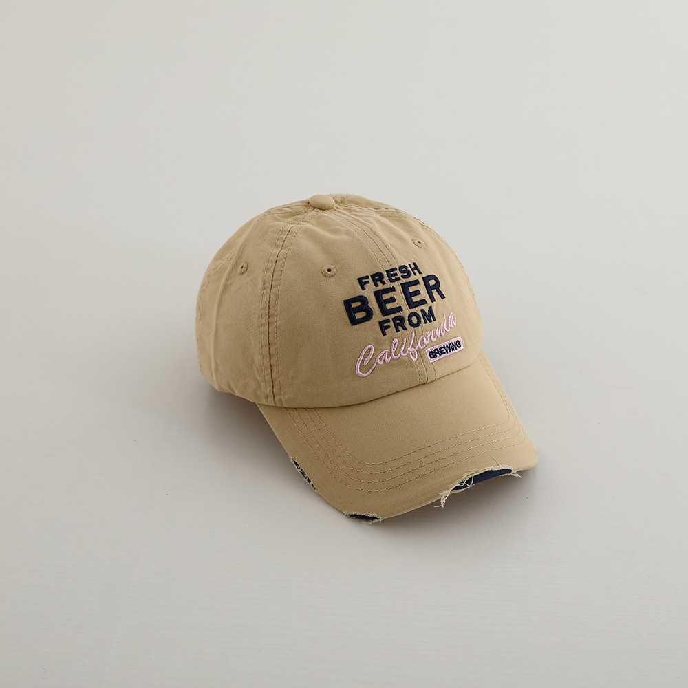 Picture of Niche Trendy Brand Old Hole Kidsren's Baseball Cap Korean Style Street Retro Color Versatile Baby Letter Peaked Cap