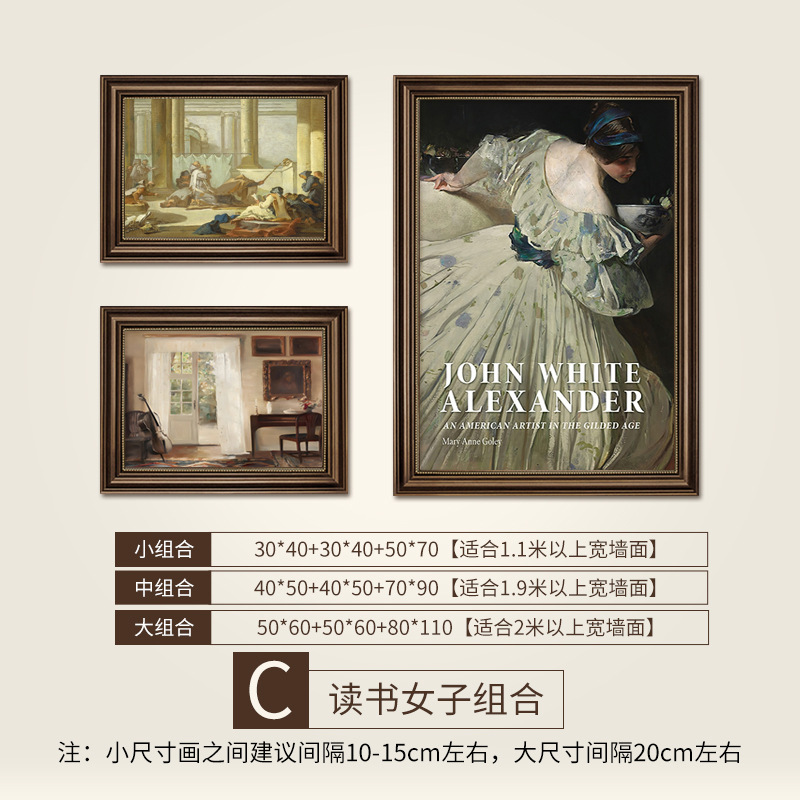 Picture of American porch retro combination decorative painting high-level sense French antique niche living room dining room classical painting