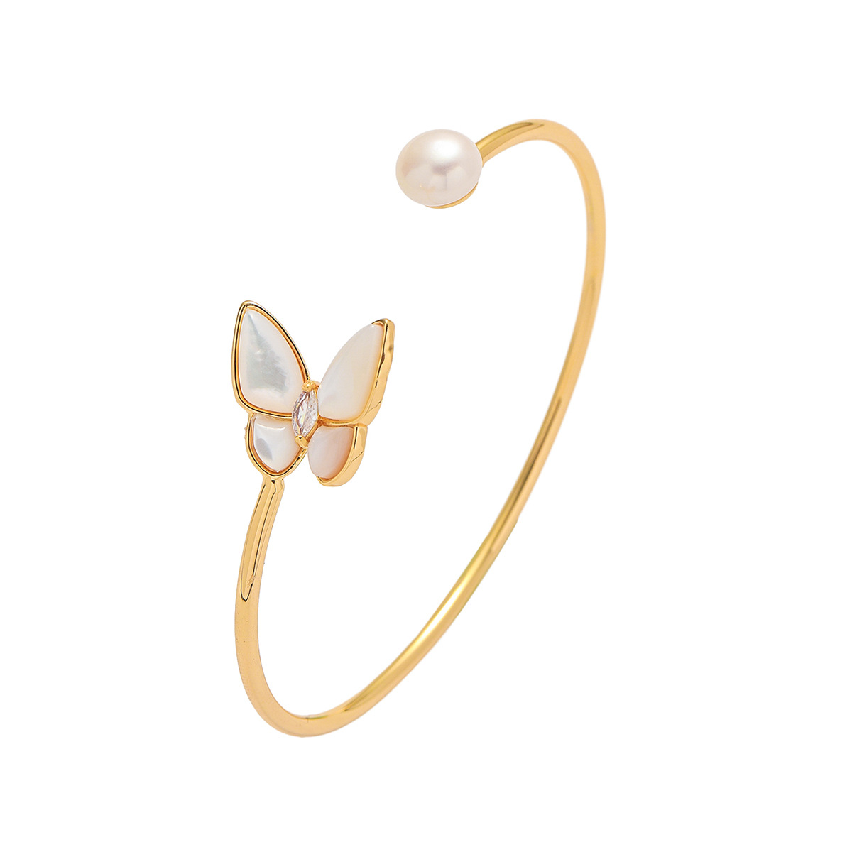 Bracelet Women's Japanese-Korean Style Niche Butterfly Fashion Elegant Natural Pearl Opening White Fritillaria Simple Guofeng Bracelet