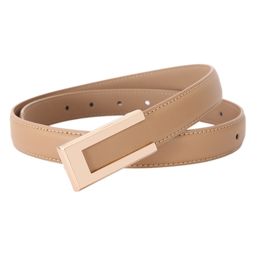 New Ladies Smooth Buckle Belt Alloy Mist Fashion Dress Thin Belt Leather Women's Trendy