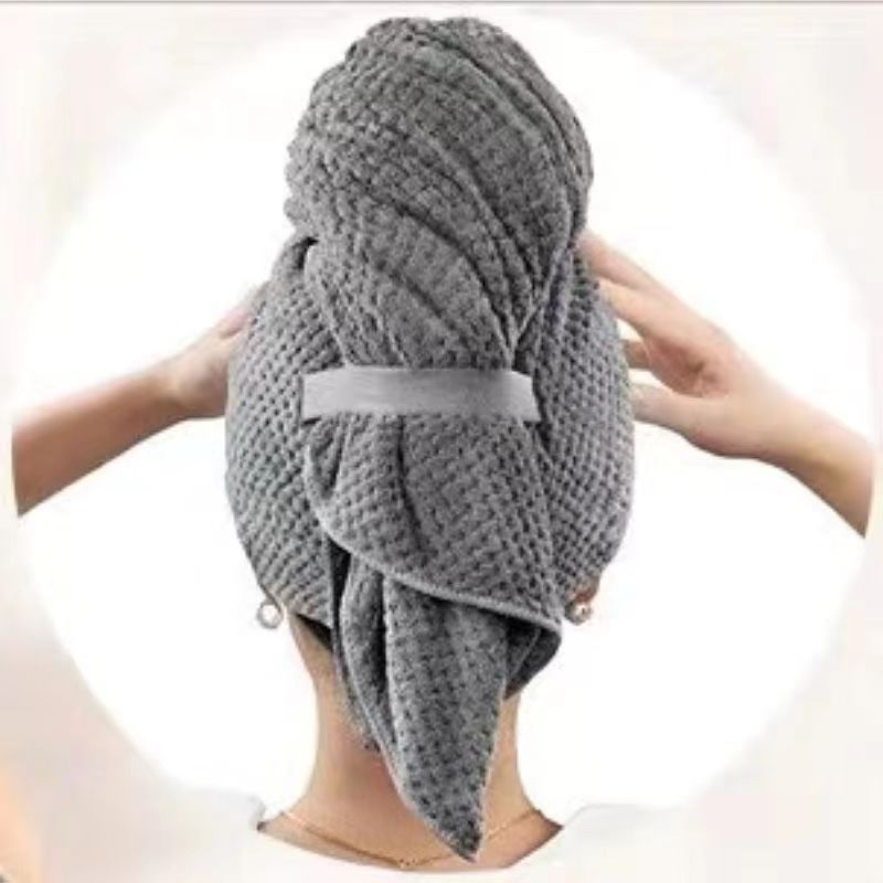 Picture of Dry Hair Cap Water Absorbent Quick-drying Plus Long Hair Bag New Adult Long Hair Shower Cap Women Wipe Hair Quick-drying